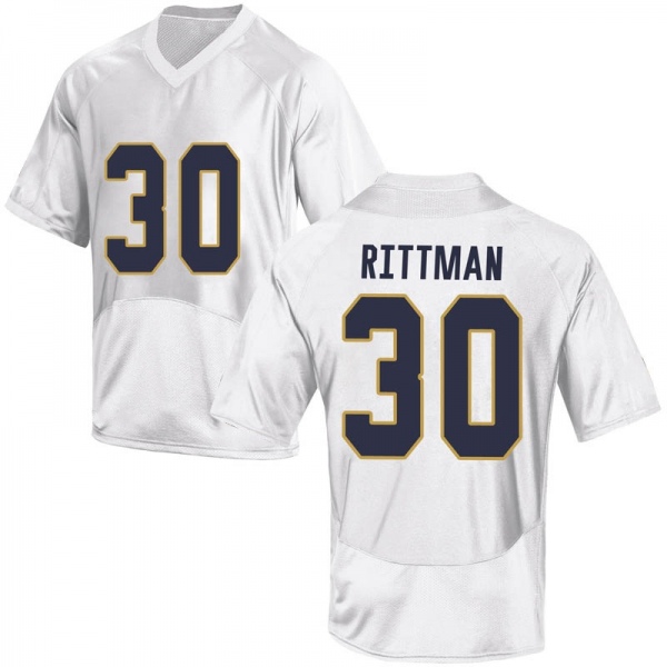 Jake Rittman Notre Dame Fighting Irish NCAA Youth #30 White Game College Stitched Football Jersey TRJ7255NQ